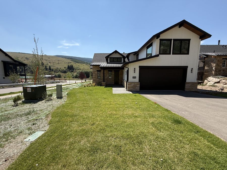 Close-up of a newly installed sod lawn at a Minturn, Colorado home